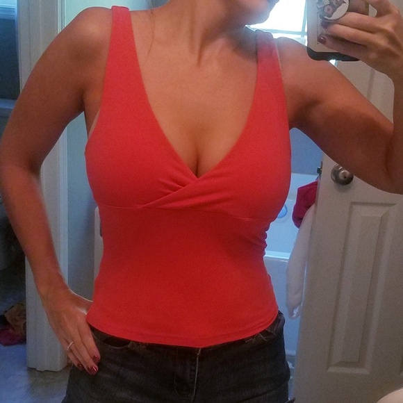 Express Orange Sleeveless Empire Wrap Top - Small - Picture 3 of 8